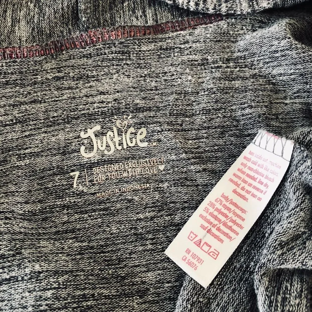 Girls Justice Gray Lace Cardigan Shrug Sweater 7